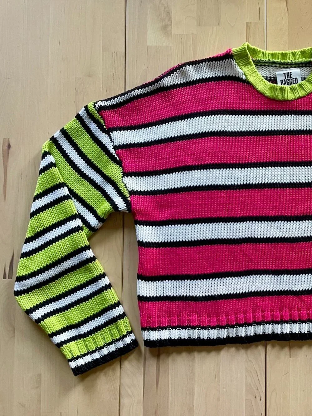 The Ragged Priest Women's Oversized Boxy Striped Colorblock Sweater size Small